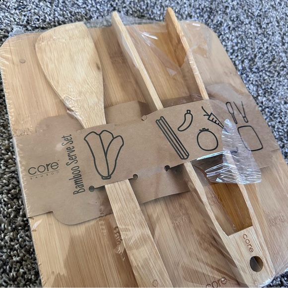 Core Bamboo Serve Set Spoon, Tongs, and Cutting Board - Picture 2 of 3